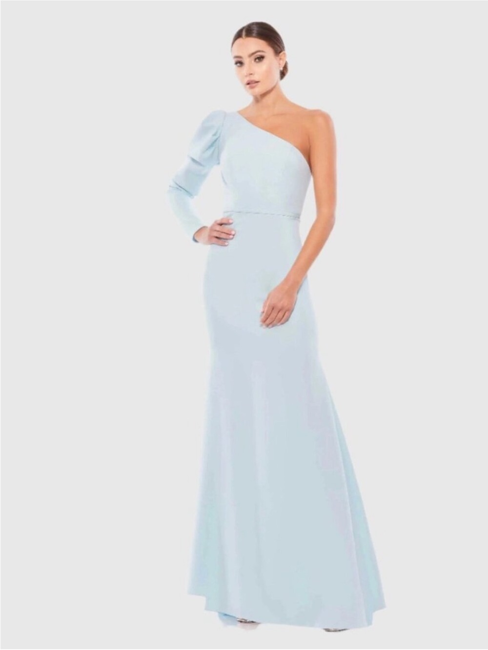 Mac Duggal One-Shoulder Light Blue Evening Gown - Picture 16 of 16